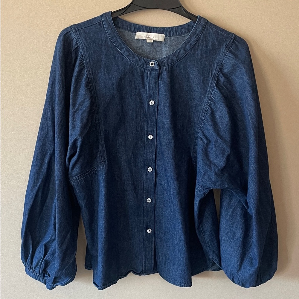 LOFT Indigo Denim Button-Up Top